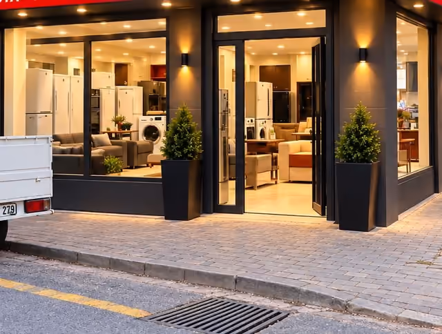 Efecan Spot dükkanının vitrini ve tabelası
